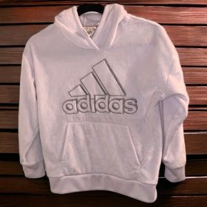 Super Soft fleece Adidas Hoodie White & Silver Size 14